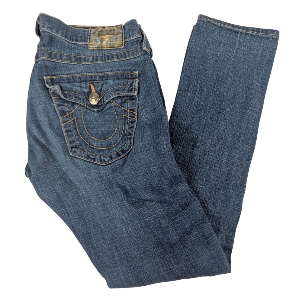 True Religion Section Seat Straight Leg Jeans Blue Medium Wash WASM04F75 Size 29